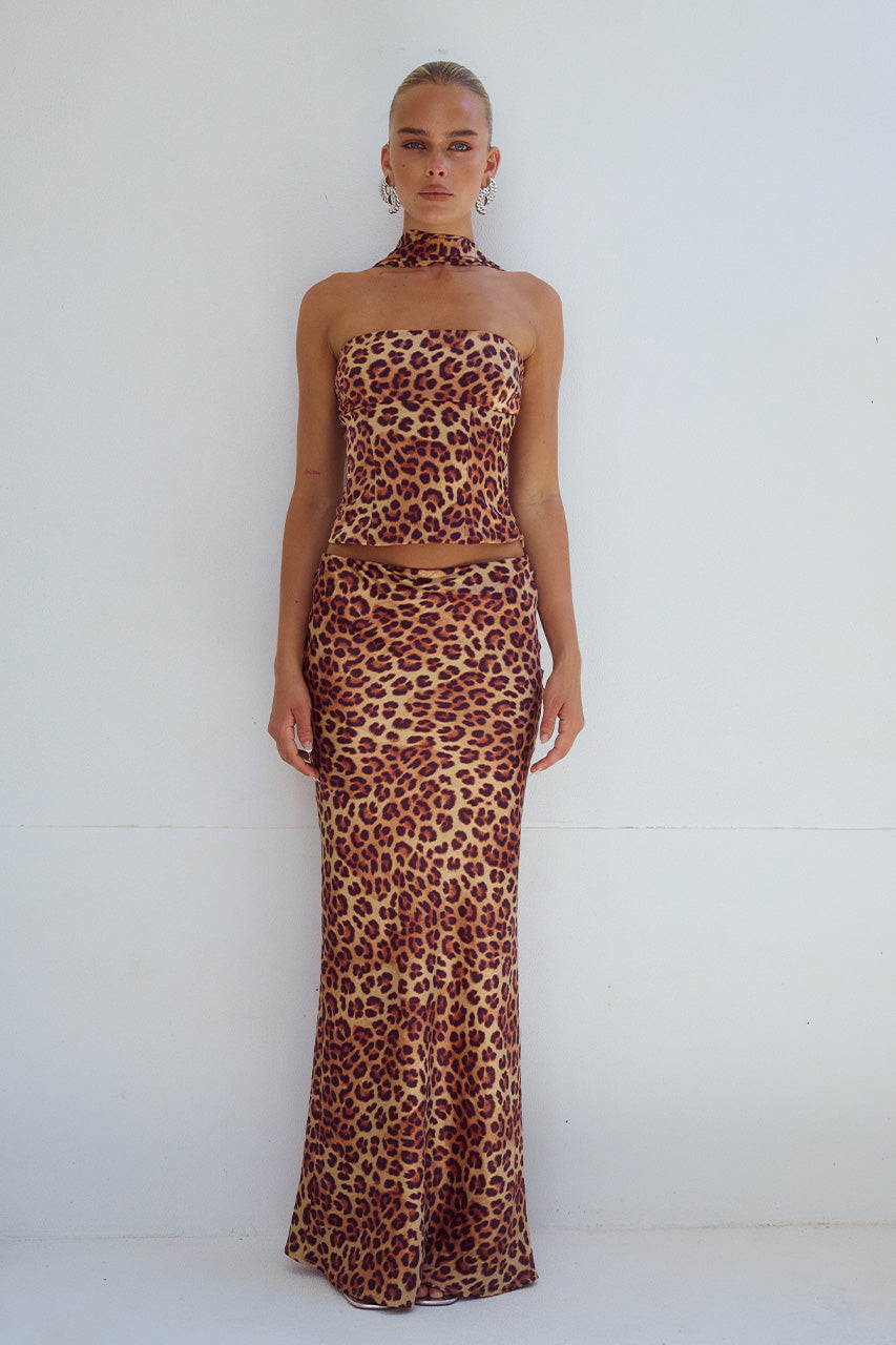 VERITY MAXI SKIRT - LEOPARD PRINT