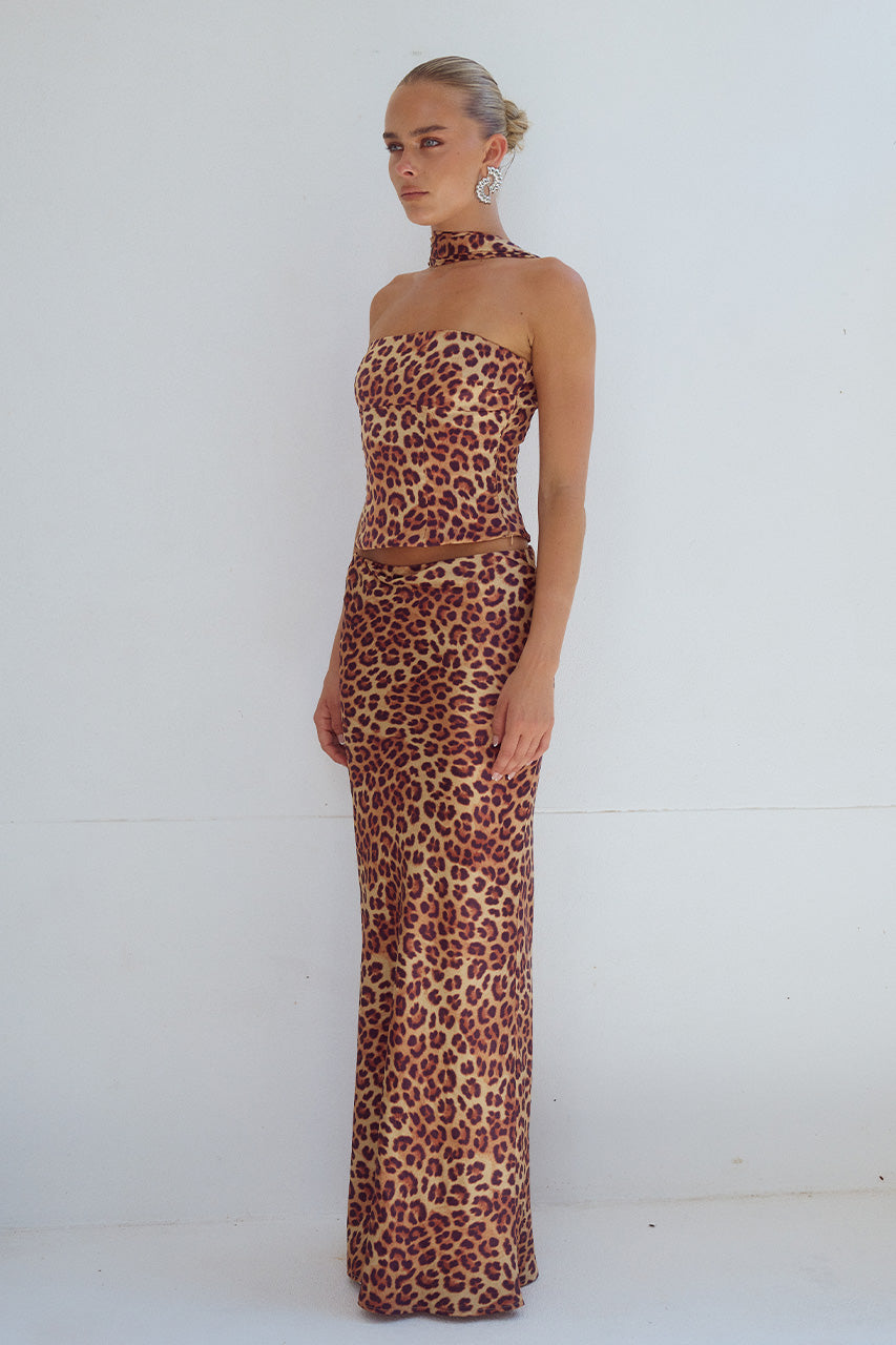 VERITY MAXI SKIRT - LEOPARD PRINT