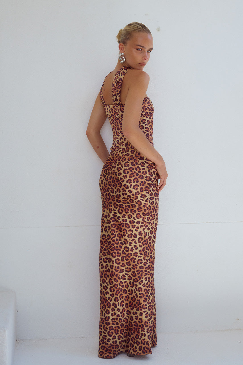 VERITY MAXI SKIRT - LEOPARD PRINT