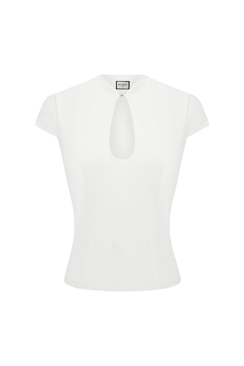 VIENO KEYHOLE FITTED TOP - WHITE