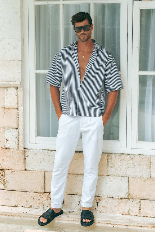 VINCENZO SHIRT - BLACK/WHITE STRIPE