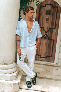 VINCENZO SHIRT - SKY BLUE/WHITE STRIPE