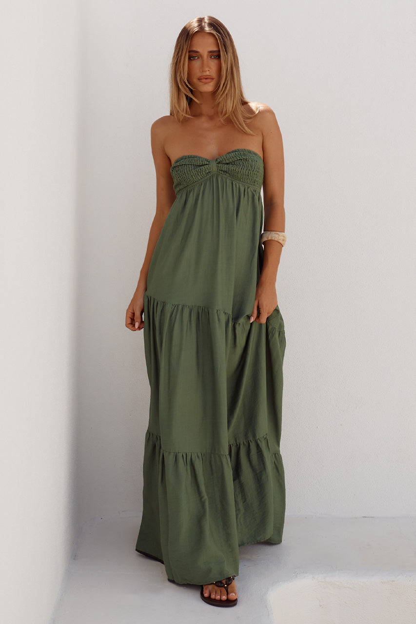 VITTORIA STRAPLESS MAXI DRESS - FERN