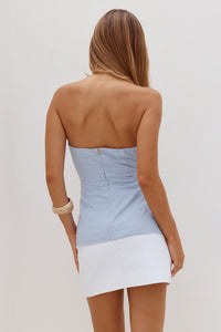 VIVIANA STRAPLESS FLARE TOP - POWDER BLUE