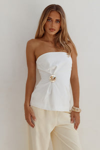 VIVIANA STRAPLESS FLARE TOP - WHITE