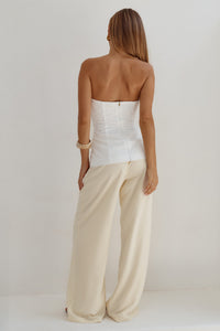 VIVIANA STRAPLESS FLARE TOP - WHITE
