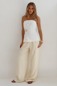VIVIANA STRAPLESS FLARE TOP - WHITE