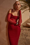 LAMOURA MIDI DRESS  - WINE