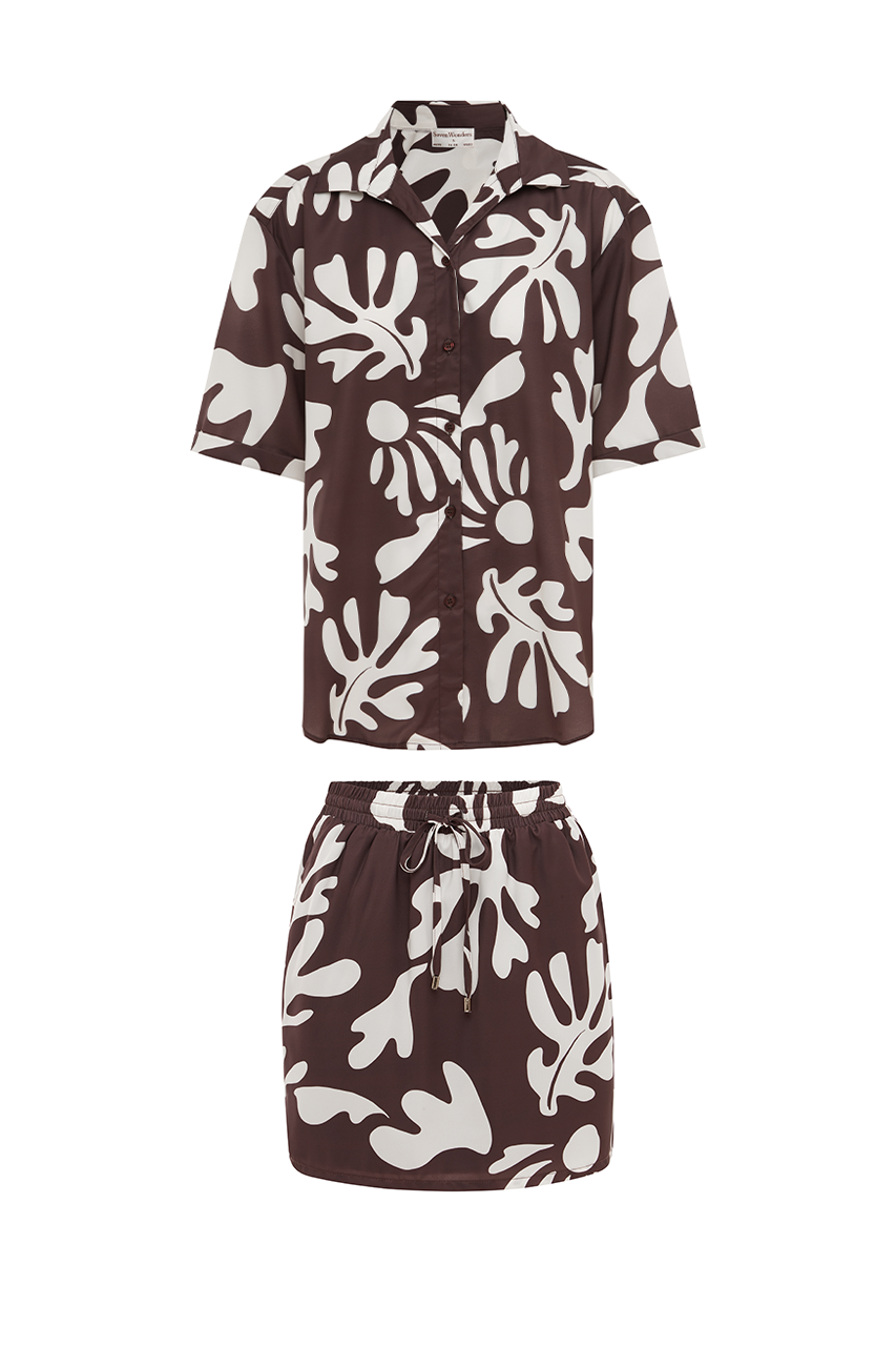 ACADIA SHORT SLEEVE SHIRT - CHOCOLATE BOTANICA