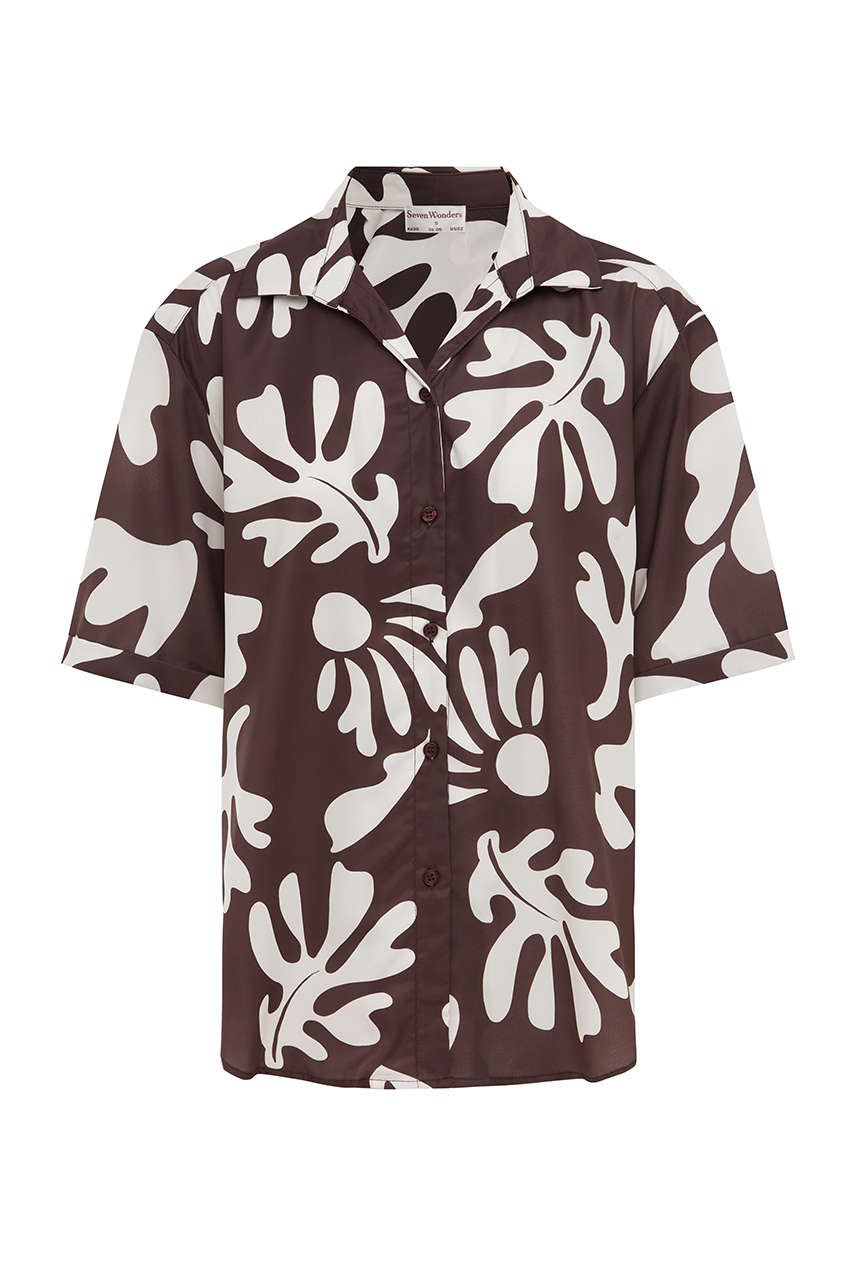 ACADIA SHORT SLEEVE SHIRT - CHOCOLATE BOTANICA