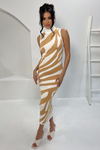 VENTURA MIDI DRESS - WHITE/SAND