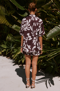 ACADIA SHORT SLEEVE SHIRT - CHOCOLATE BOTANICA