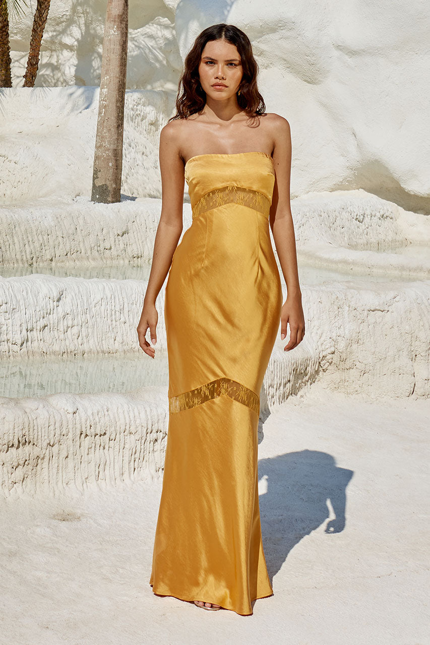 MELROSE STRAPLESS DRESS - ORANGE