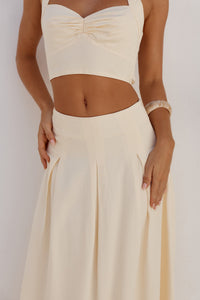 ADA PLEATED A-LINE SKIRT - BUTTER
