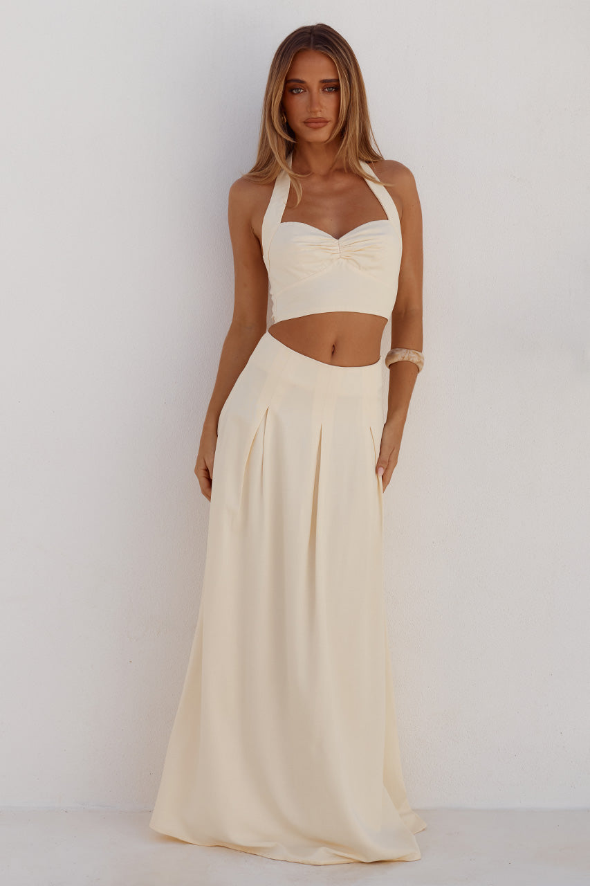 WILLOW SWEETHEART HALTER TOP - BUTTER