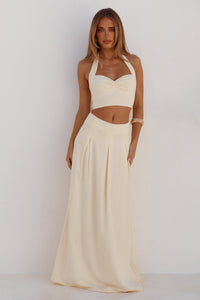 WILLOW SWEETHEART HALTER TOP - BUTTER