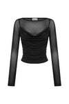 WILONA SLEEVED COWL TOP - BLACK