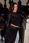 WILONA SLEEVED COWL TOP - BLACK