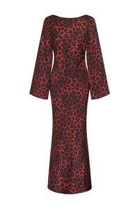 XARIA MAXI DRESS - RED LEOPARD