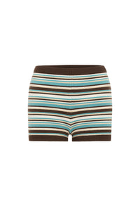 XYLA LOW WAIST KNIT HOT SHORTS - XYLA CHOCOLATE STRIPE