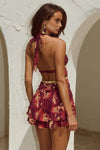 XYLIA HALTER LOW PLUNGE MINI DRESS - ELIANA RED