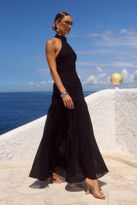 YAZMIN HALTER MAXI DRESS - BLACK