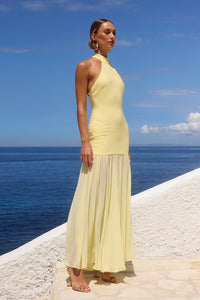 YAZMIN HALTER MAXI DRESS - BUTTER