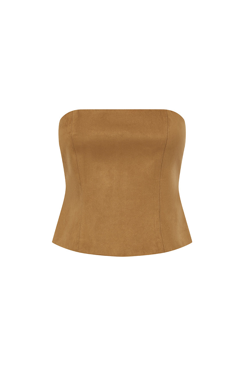 ZAELA STRAPLESS BUSTIER - TAN