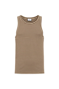 ZAIN RIBBED SINGLET - CHOC STRIPE
