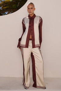 ZARA SLEEVED SHIRT - WINE STRIPE