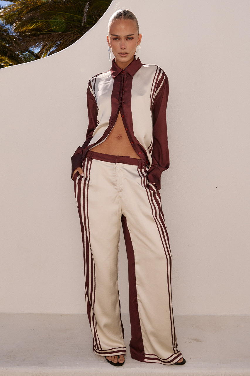 ZARA TAILORED PANT - WINE STRIPE