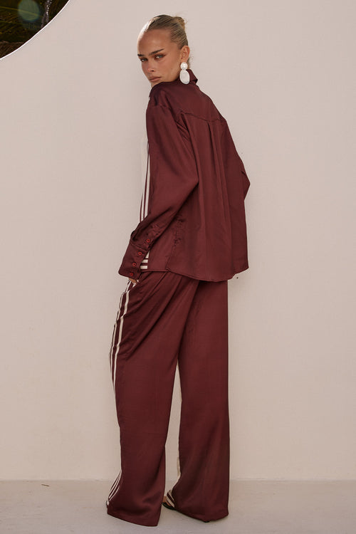 ZARA TAILORED PANT - WINE STRIPE