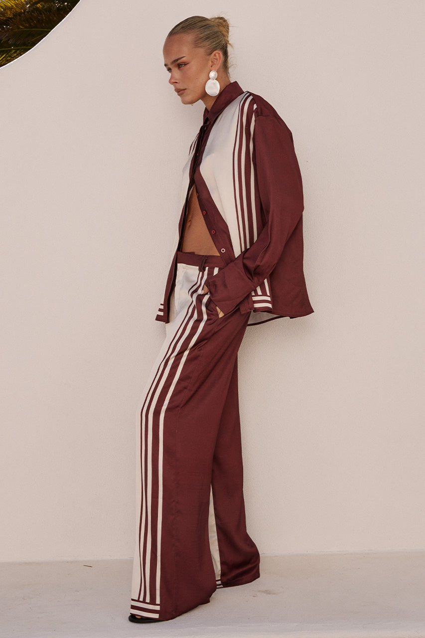 ZARA TAILORED PANT - WINE STRIPE