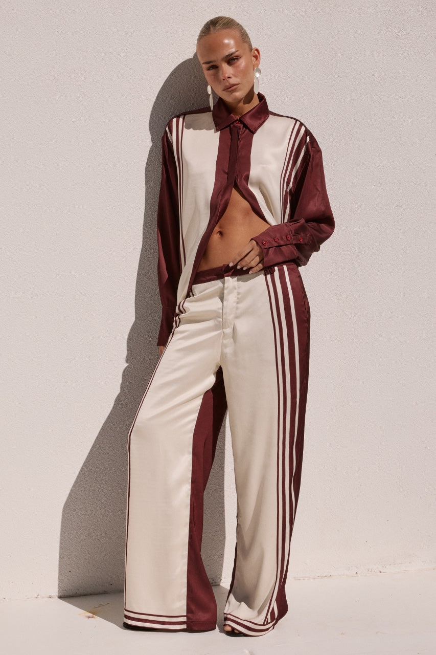 ZARA TAILORED PANT - WINE STRIPE