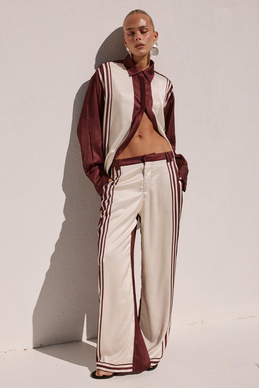 ZARA TAILORED PANT - WINE STRIPE