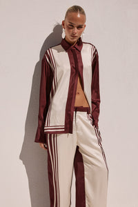ZARA SLEEVED SHIRT - WINE STRIPE