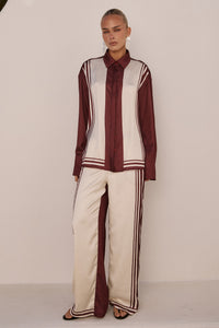 ZARA SLEEVED SHIRT - WINE STRIPE