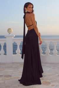 ZELMA HIGH NECK MAXI DRESS - BLACK