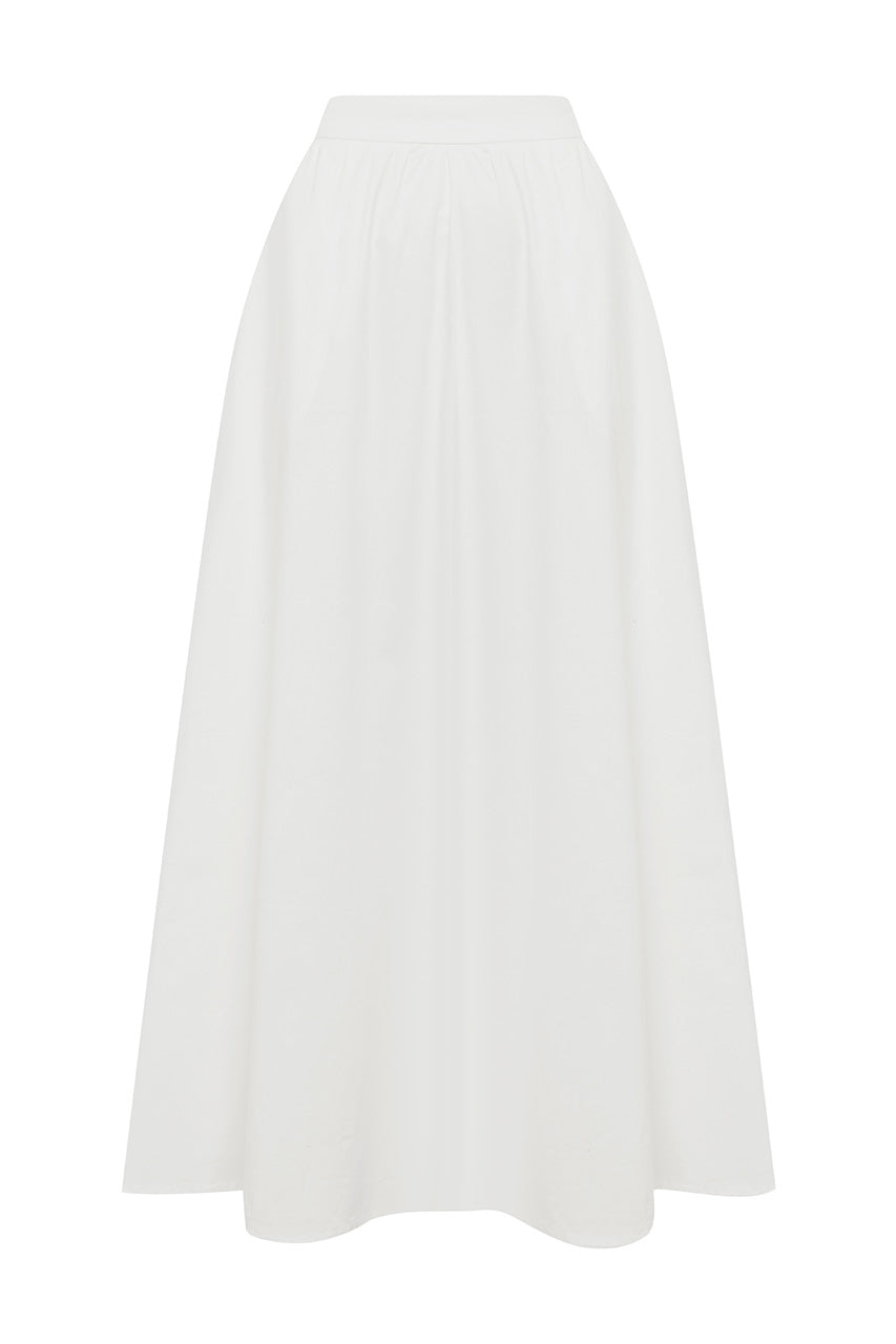 ZIMA FLOWY A-LINE MIDI SKIRT - WHITE
