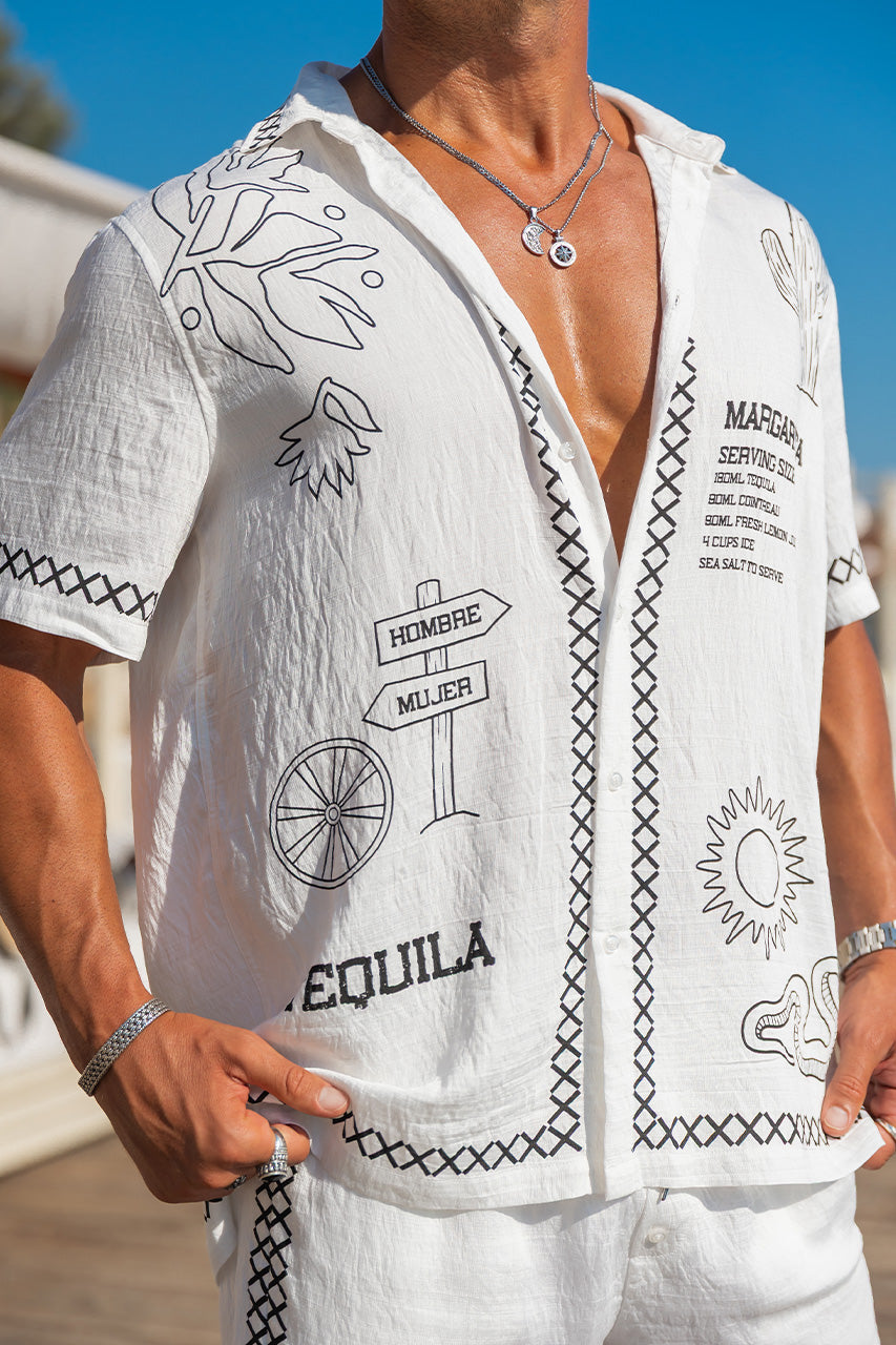 DIEGO SHORT SLEEVE SHIRT - DIEGO WHITE/BLACK