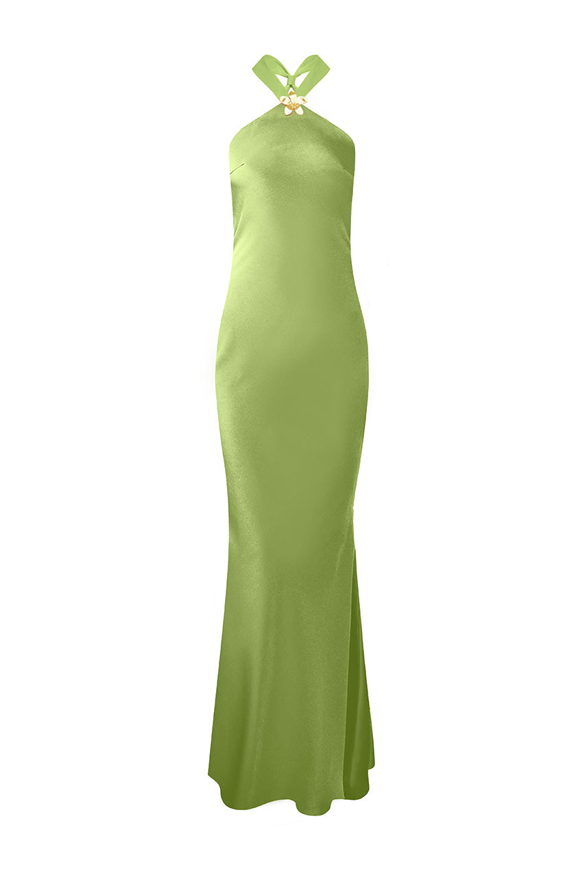 CHARA LOW CROSS BACK MAXI DRESS - OLIVE