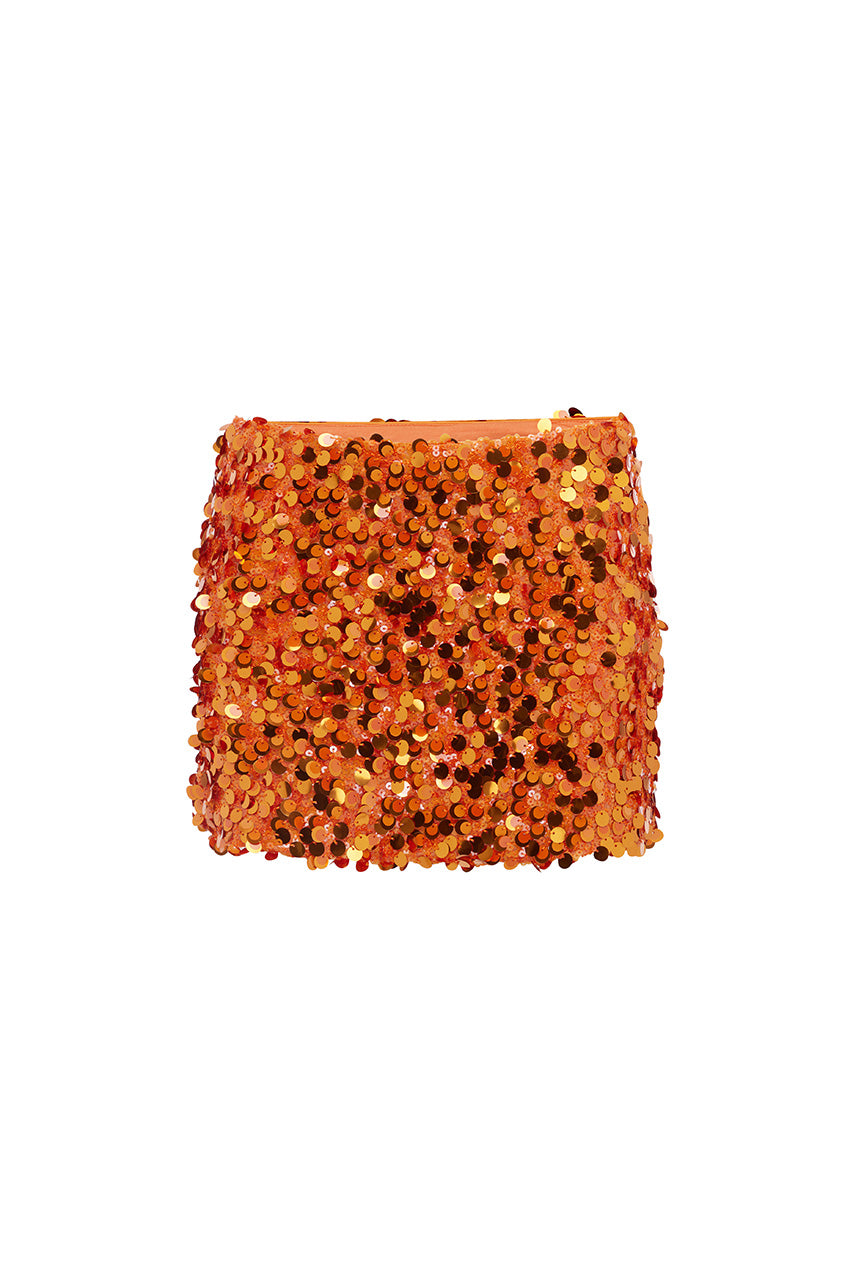 IDALIA SEQUIN MINI SKIRT - ORANGE