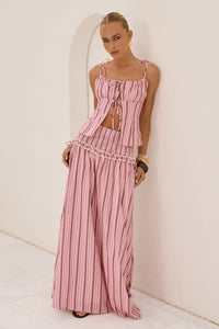 MAREE SHIRRED DROP WAIST MAXI SKIRT - KATALIA PINK