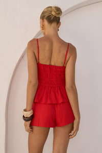 KOAH ELASTICATED SHORTS - RED