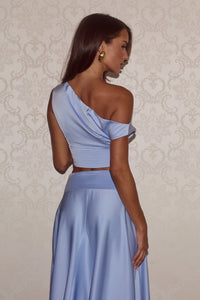 AMADINE OFF SHOULDER CROP TOP - SKY BLUE