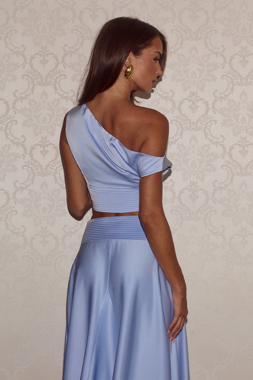 AMADINE OFF SHOULDER CROP TOP - SKY BLUE