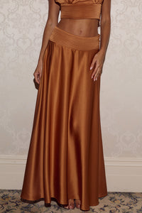AMADINE PANELLED TRAIN MAXI SKIRT - GINGER