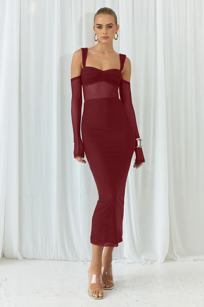 LAMOURA MIDI DRESS  - WINE
