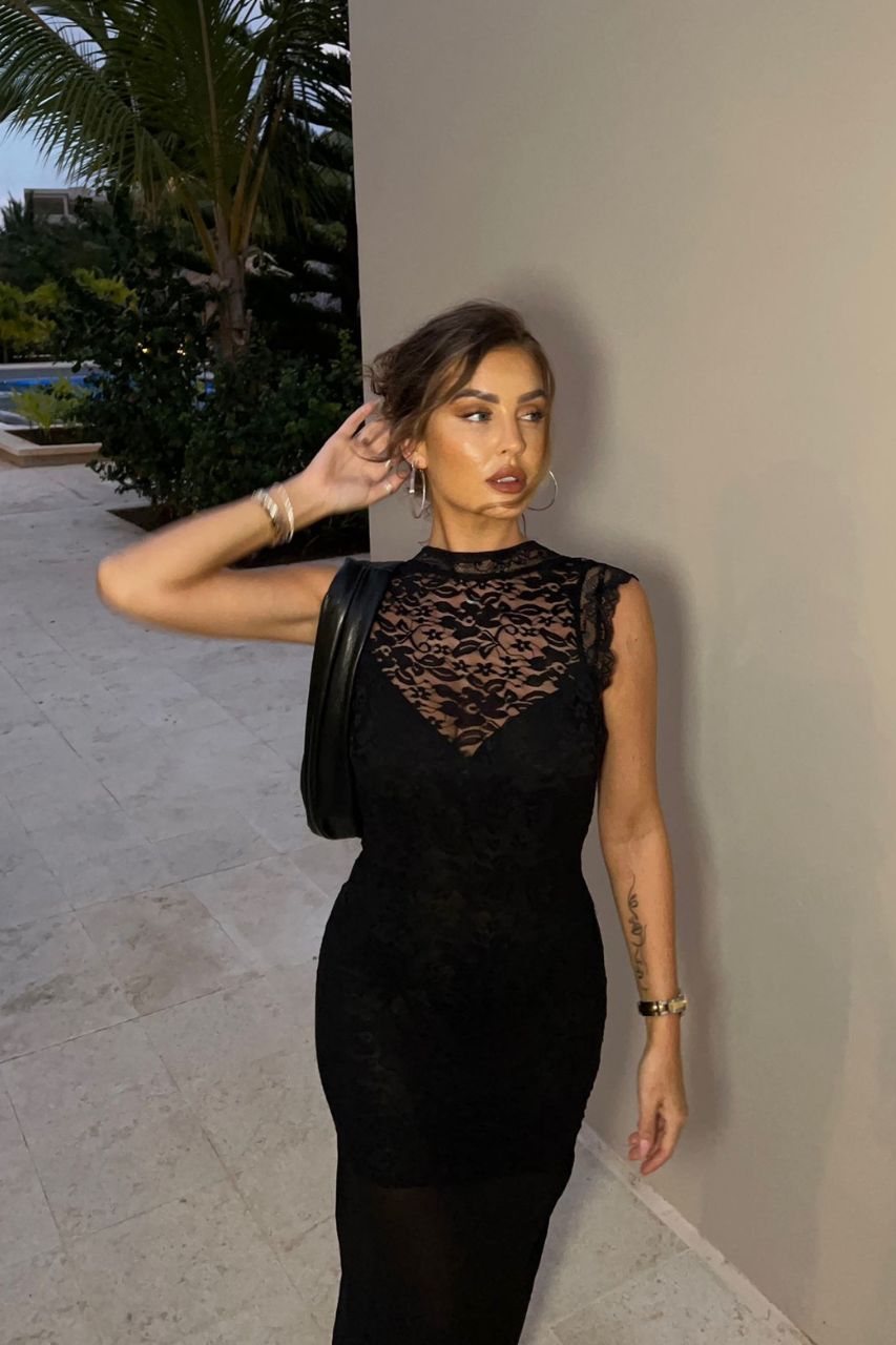 ANIA MIDI DRESS - BLACK