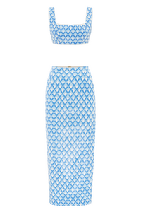 CARLA CROP - SKY GEO PRINT
